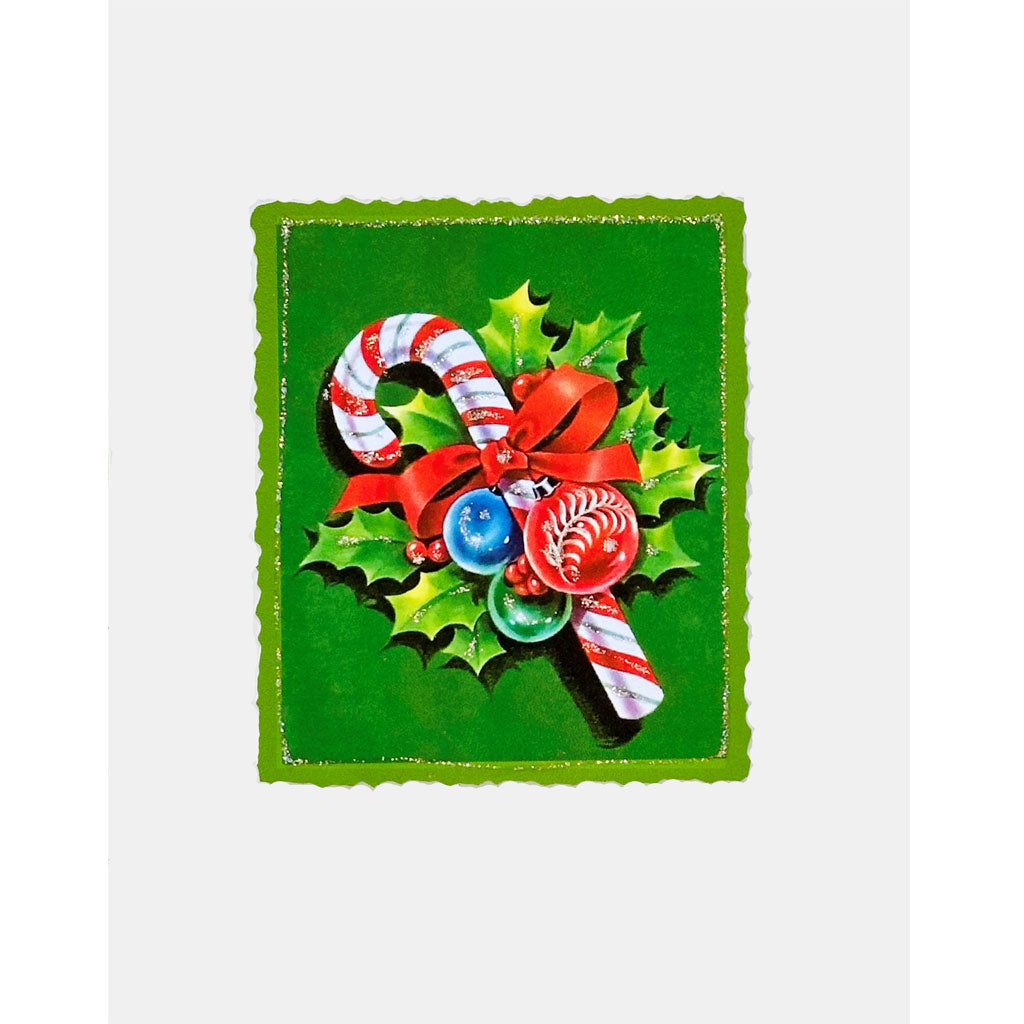 Candy Cane & Holly Holiday Card